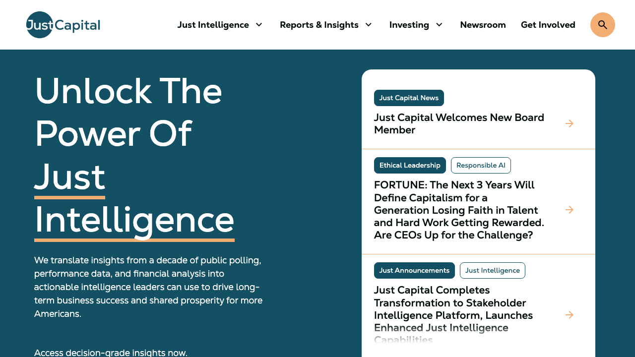 JUST Capital website homepage